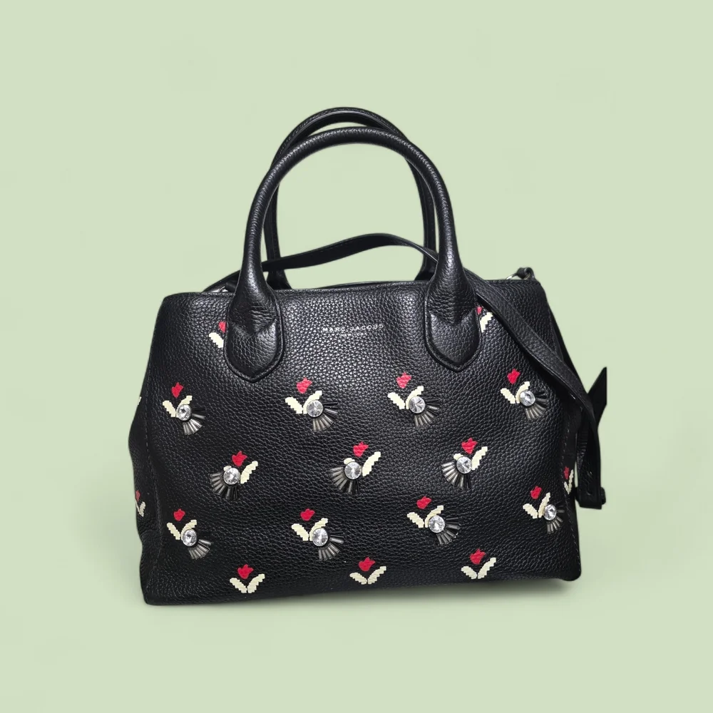 MARC JACOBS Embellished Tulip Gotham Leather Tote Medium